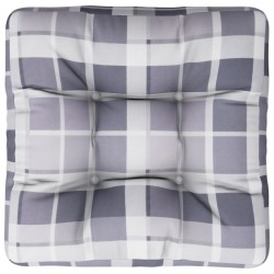 Coussin de palette carreaux gris 58x58x10 cm tissu 