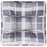 Coussin de palette carreaux gris 58x58x10 cm tissu 
