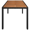 Table de jardin dessus en bois Noir 190x90x75 cm Résine tressée 