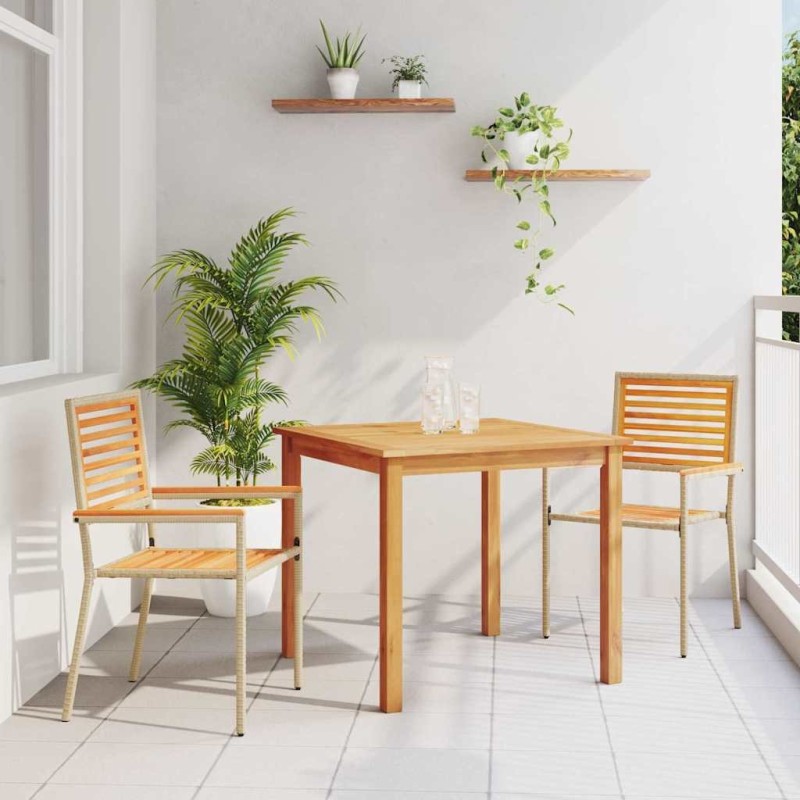 Ensemble de repas de jardin 3 pcs Beige 85 x 85 x 74 cm 