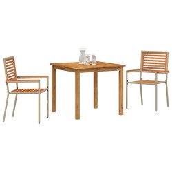 Ensemble de repas de jardin 3 pcs Beige 85 x 85 x 74 cm 