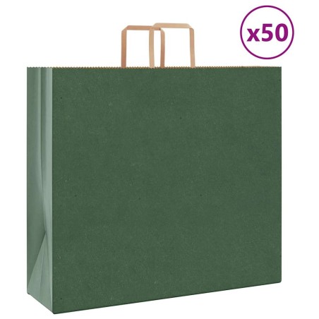 Sacs en papier 50 pcs avec poignées vert 54x15x49 cm 