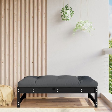 Repose-pied de jardin 120x80 cm noir bois de pin massif 