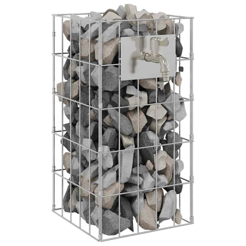Colonne Gabion avec Robinet 50x25x25 cm Acier Inoxydable 