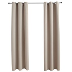Rideaux occultants avec anneaux 2 pièces Beige 97x160 cm Tissu 