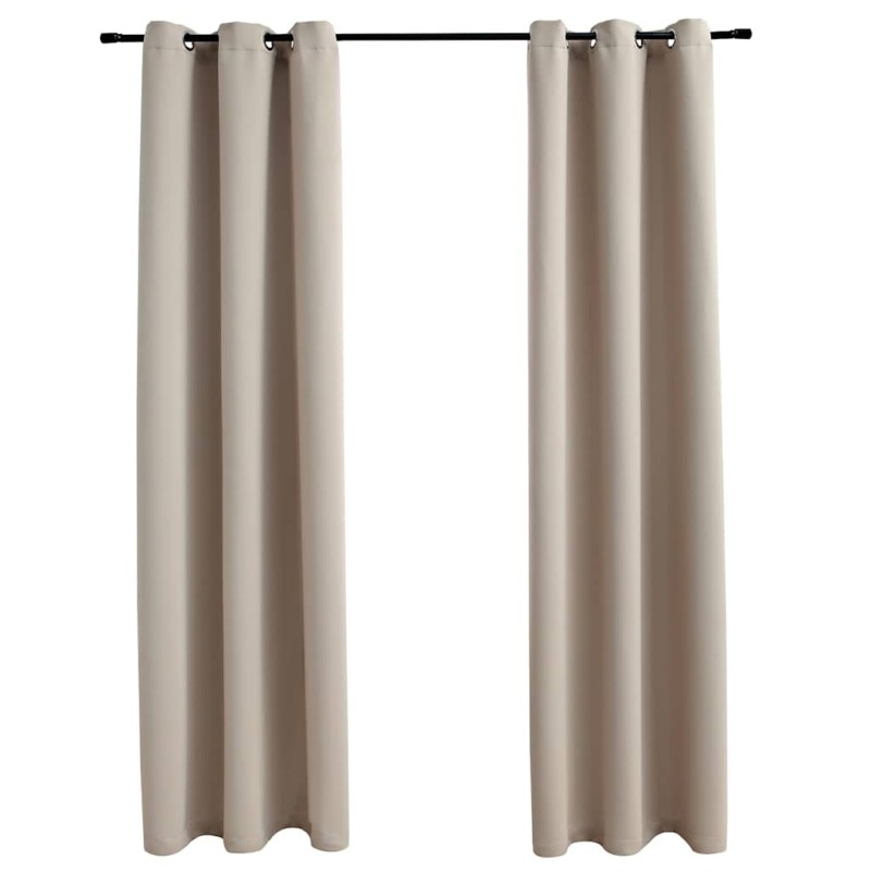 Rideaux occultants avec anneaux 2 pièces Beige 97x160 cm Tissu 