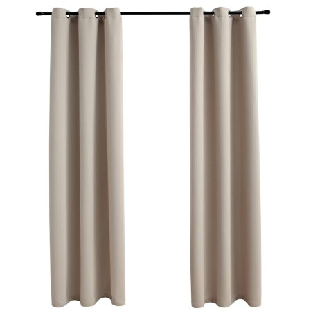 Rideaux occultants avec anneaux 2 pièces Beige 97x160 cm Tissu 
