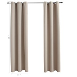 Rideaux occultants avec anneaux 2 pièces Beige 97x160 cm Tissu 