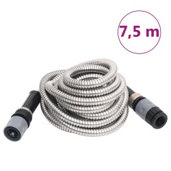 Tuyau d'arrosage buse de pulvérisation argenté 0,6" 7,5 m inox 