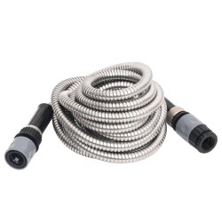 Tuyau d'arrosage buse de pulvérisation argenté 0,6" 7,5 m inox 