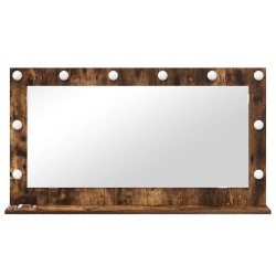Miroir de Maquillage Chêne Fumé Bois, Verre 100 x 55 x 18 cm 