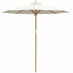 Parasol de jardin en blanc crème, 240 x 260 cm en bambou 