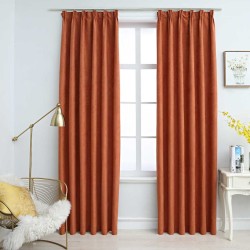Rideaux occultants avec crochets 2 pcs Rouille 140x225 cm 