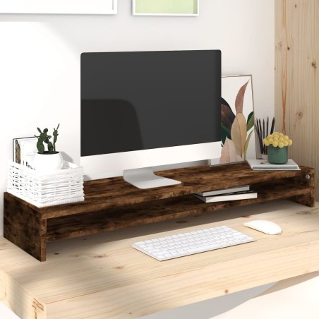 Support de moniteur Chêne fumé 100x24x13 cm Bois d'ingénierie 