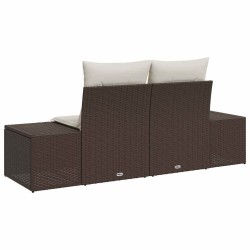Canapé de jardin 2 places avec coussins en rotin poly marron 