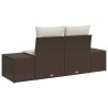 Canapé de jardin 2 places avec coussins en rotin poly marron 