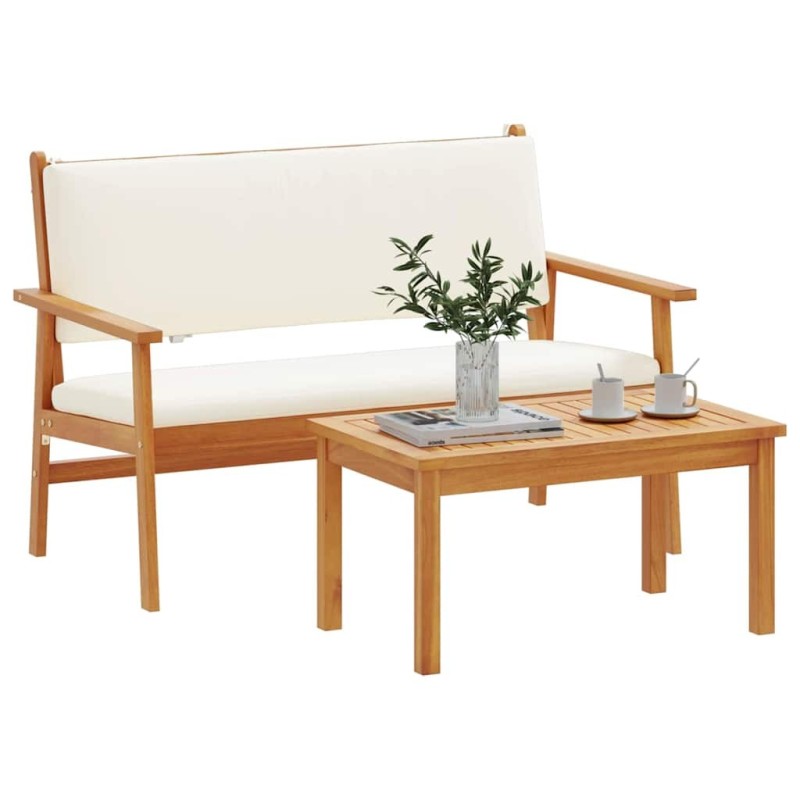 Ensemble de canapé de jardin 4 pièces avec coussins en bois d'acacia massif 