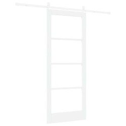 Porte Coulissante avec Ensemble de Matériel Blanche 83x202 cm en Bois Massif 