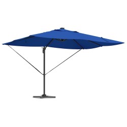 Parasol déporté Roma avec LEDs bleu azur, 352 x 251 x 265 cm en aluminium 