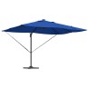 Parasol déporté Roma avec LEDs bleu azur, 352 x 251 x 265 cm en aluminium 