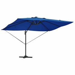 Parasol déporté Roma avec LEDs bleu azur, 352 x 251 x 265 cm en aluminium 