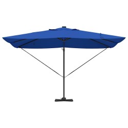 Parasol déporté Roma avec LEDs bleu azur, 352 x 251 x 265 cm en aluminium 