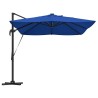 Parasol déporté Roma avec LEDs bleu azur, 352 x 251 x 265 cm en aluminium 