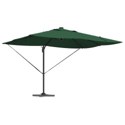 Parasol déporté Roma avec LEDs Vert 352x251x265 cm en aluminium 