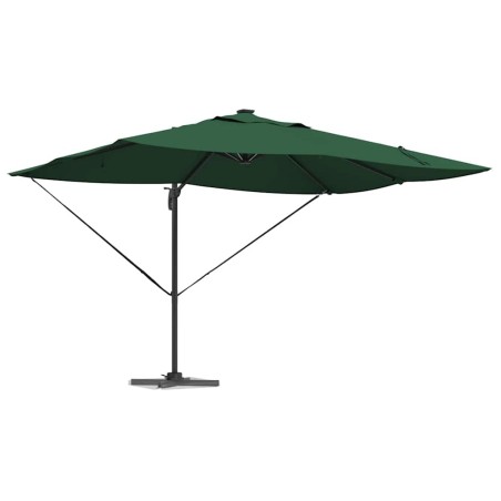 Parasol déporté Roma avec LEDs Vert 352x251x265 cm en aluminium 
