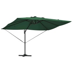 Parasol déporté Roma avec LEDs Vert 352x251x265 cm en aluminium 