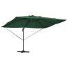 Parasol déporté Roma avec LEDs Vert 352x251x265 cm en aluminium 