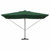 Parasol déporté Roma avec LEDs Vert 352x251x265 cm en aluminium 