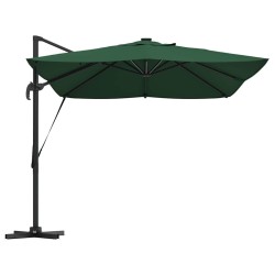 Parasol déporté Roma avec LEDs Vert 352x251x265 cm en aluminium 