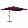 Parasol déporté Roma avec LEDs rouge bordeaux, 352 x 251 x 265 cm en aluminium 