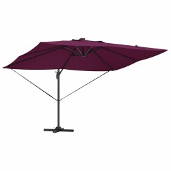 Parasol déporté Roma avec LEDs rouge bordeaux, 352 x 251 x 265 cm en aluminium 