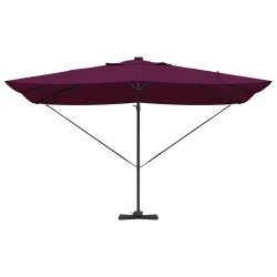Parasol déporté Roma avec LEDs rouge bordeaux, 352 x 251 x 265 cm en aluminium 