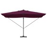 Parasol déporté Roma avec LEDs rouge bordeaux, 352 x 251 x 265 cm en aluminium 