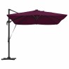 Parasol déporté Roma avec LEDs rouge bordeaux, 352 x 251 x 265 cm en aluminium 