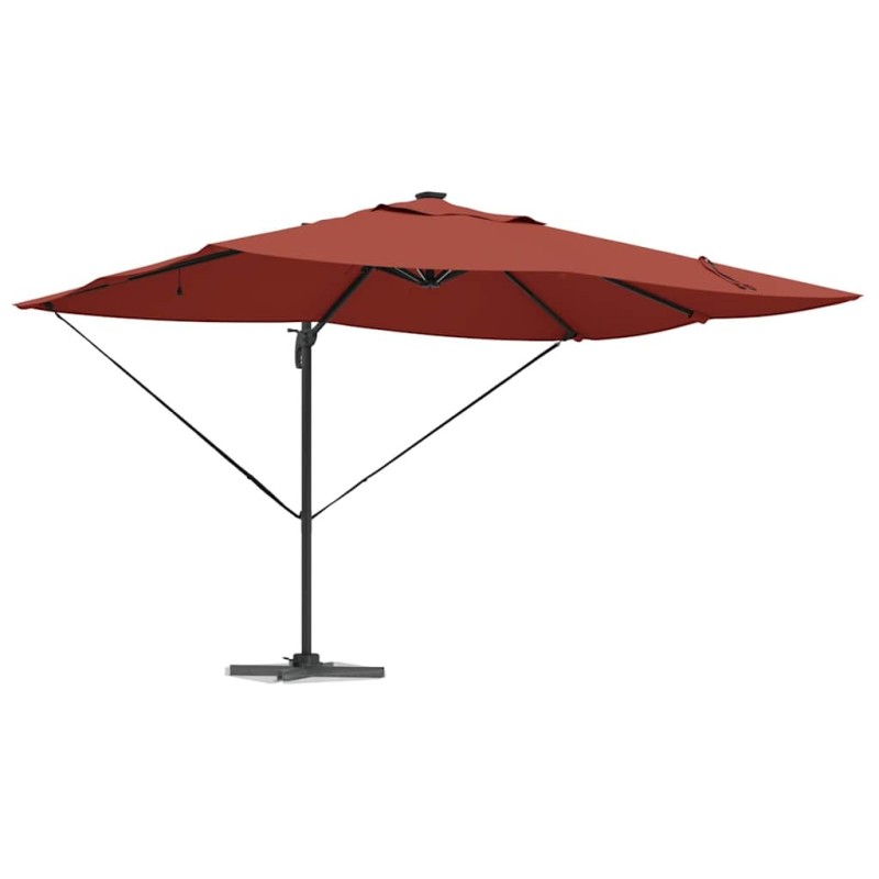 Parasol déporté Roma avec LEDs Terracotta 352x251x265 cm en aluminium 