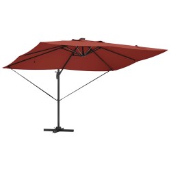 Parasol déporté Roma avec LEDs Terracotta 352x251x265 cm en aluminium 