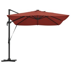 Parasol déporté Roma avec LEDs Terracotta 352x251x265 cm en aluminium 