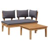 Ensemble de banc de jardin en bois massif de teck, 2 pièces 