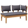 Ensemble de banc de jardin en bois massif de teck, 2 pièces 