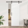 Porte Coulissante avec Ensemble de Quincaillerie Blanche 78x232 cm Bois de Pin Massif 