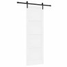 Porte Coulissante avec Ensemble de Quincaillerie Blanche 78x232 cm Bois de Pin Massif 