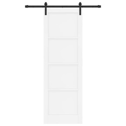 Porte Coulissante avec Ensemble de Quincaillerie Blanche 78x232 cm Bois de Pin Massif 