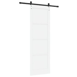 Porte Coulissante avec Ensemble de Quincaillerie Blanche 78x232 cm Bois de Pin Massif 