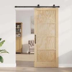 Porte coulissante avec kit de matériel 'ORKDAL'en bois massif de pin 