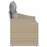 Canapé de jardin 2 places avec rangement et coussins en poly rotin beige 