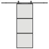 Porte coulissante kit quincaillerie noir 76x205 cm verre trempé 
